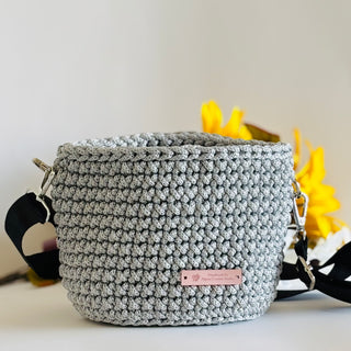 The Alicia (Small) – Handmade Crochet Crossbody Bag in Silver
