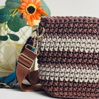 The Alicia – Handmade Crochet Crossbody Bag in Copper & Latte