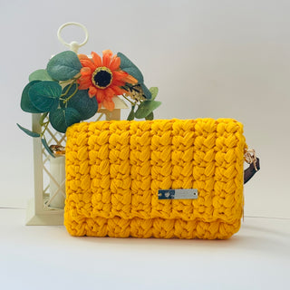 The Isabel – Handmade Crochet Clutch Bag in Yellow