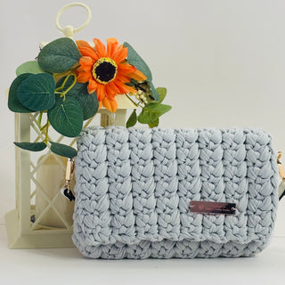 The Isabel – Handmade Crochet Clutch Bag in Silver