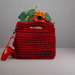Handmade Clutch Crochet Bag in Red
