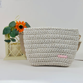 The Arwen – Handmade Crochet Crossbody Bag in Shiny Ivory
