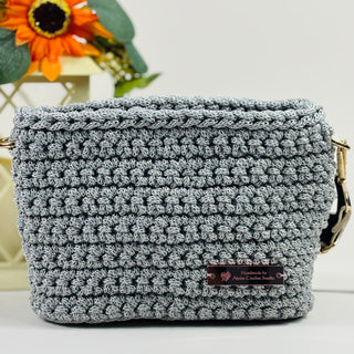 The Arwen (Small) – Handmade Crochet Crossbody Bag in Silver