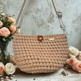 The Lily - Handmade Crochet Crossbody Bag in Caramel