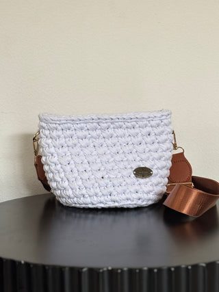 The Jasmine (Small) – Handmade Crochet Crossbody Bag in White