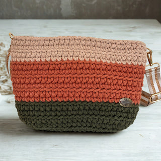 The Maya Handbag – Handmade Crossbody Crochet Bag in Natural, Terracotta & Avocado