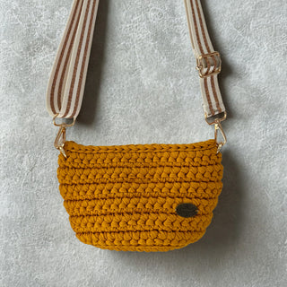 The Arwen Handbag – Small Handmade Crossbody Crochet Bag in Mustard Yellow