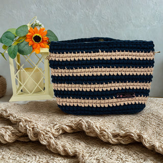 El bolso Alicia - Azul Zafiro y Caramelo