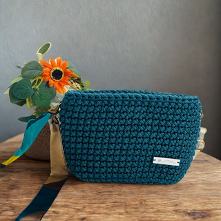 The Alicia – Handmade Crochet Crossbody Bag in Peacock