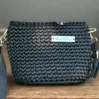 The Misty (Small) – Handmade Crochet Crossbody Bag in Black