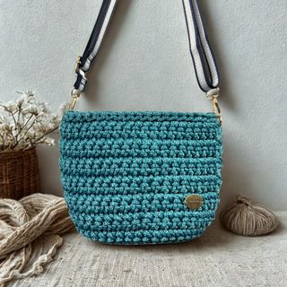 The Arwen (Small) – Handmade Crochet Crossbody Bag in Peacock