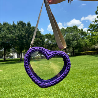 Handmade Heart Crochet Crossbody Bag in Purple
