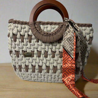 The Winnie – Handmade Crochet Shoulder/Hand Bag in Brown & Beige