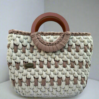 The Winnie – Handmade Crochet Shoulder/Hand Bag in Brown & Beige
