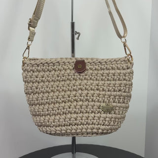 The Arwen – Handmade Crochet Crossbody Bag in Latte lining
