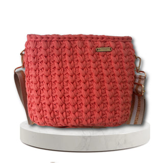 Handmade crochet crossbody bag in Apricot Crush