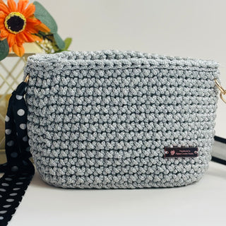 The Alicia Handbag - Silver polyester w/ keychain