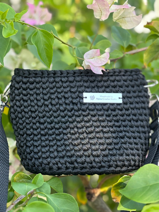 The Misty Handbag - Black Polyester Yarn - Small