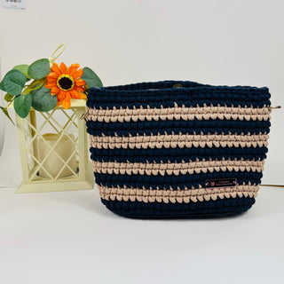 The Alicia Handbag - Sapphire Blue and Caramel