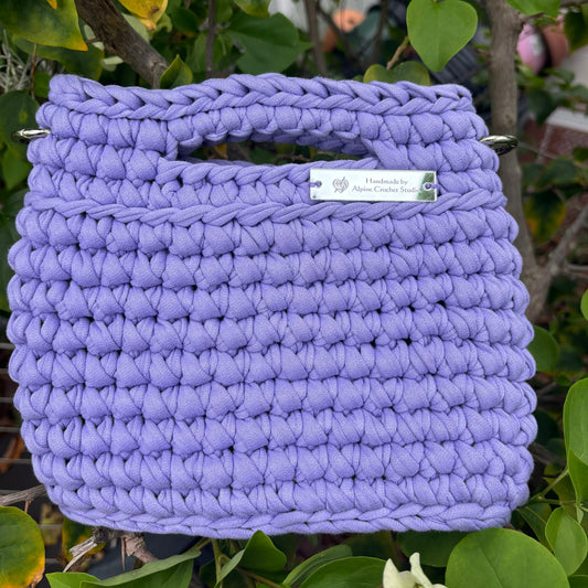 Crochet Clutch - T-Shirt Yarn 100% Cotton - Lavender