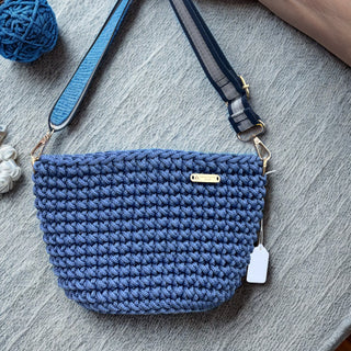 The Alicia (Small) – Handmade Crochet Crossbody Bag in Denim