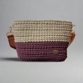 Handmade Crochet Crossbody Bag in Burgundy & Coffee | The Maya
