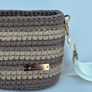 Handmade Crochet Crossbody Bag in Chocolate & Caramel | The Alicia