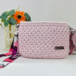 Handmade Crochet Crossbody Bag in Light Pink | The Jasmine
