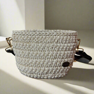 Handmade Crochet Crossbody Bag in Shiny Ivory | The Arwen