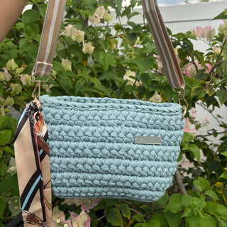 Handmade Crochet Crossbody Bag in Smoky Gray | The Arwen