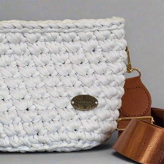 Handmade Crochet Crossbody Bag in White | The Jasmine