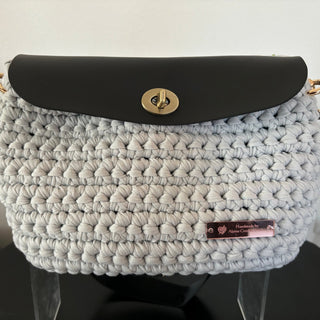 The Arwen Handbag - Gray with leather flap