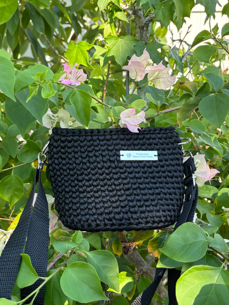 The Misty Handbag - Black Polyester Yarn - Small