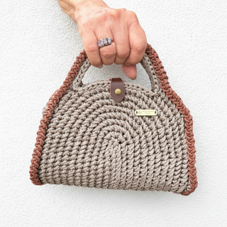 Handmade Crochet Crossbody Bag in Mink & Copper – The Aurora by Alpine Crochet Studio