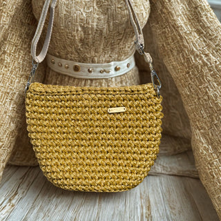The Alicia (Small) – Handmade Crochet Crossbody Bag in Mustard