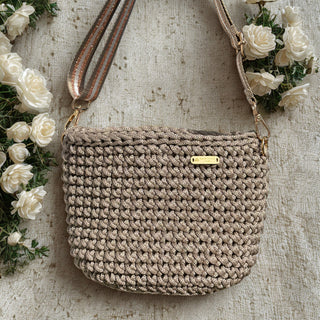 The Alicia (Small) – Handmade Crochet Crossbody Bag in Mink