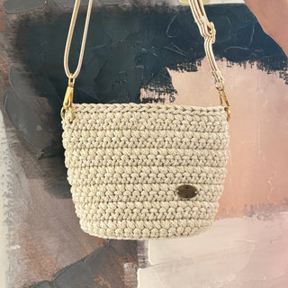The Arwen Handbag (Small) – Handmade Crossbody Crochet Bag in Shiny Ivory