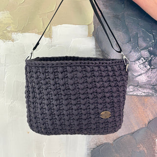 The Sandra Handbag – Handmade Crochet Crossbody Bag in Nightfall Gray