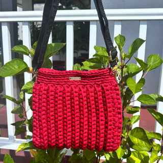 Handmade Crochet Crossbody Bag in Red