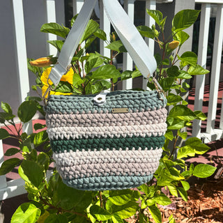 The Arwen – Handmade Multicolor Crochet Crossbody Bag Beige & Greens