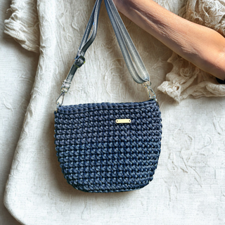 The Alicia (Small)  – Handmade Crochet Crossbody Bag in Navy Blue