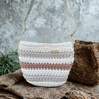 The Arwen (Small) – Handmade Multicolor (Beige & Brown tones) Crochet Crossbody Bag