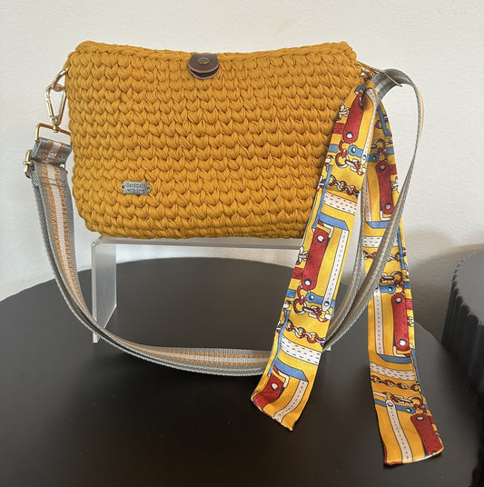 Custom Handmade Crochet Crossbody Purse - The Misty Handbag - T-Shirt Yarn